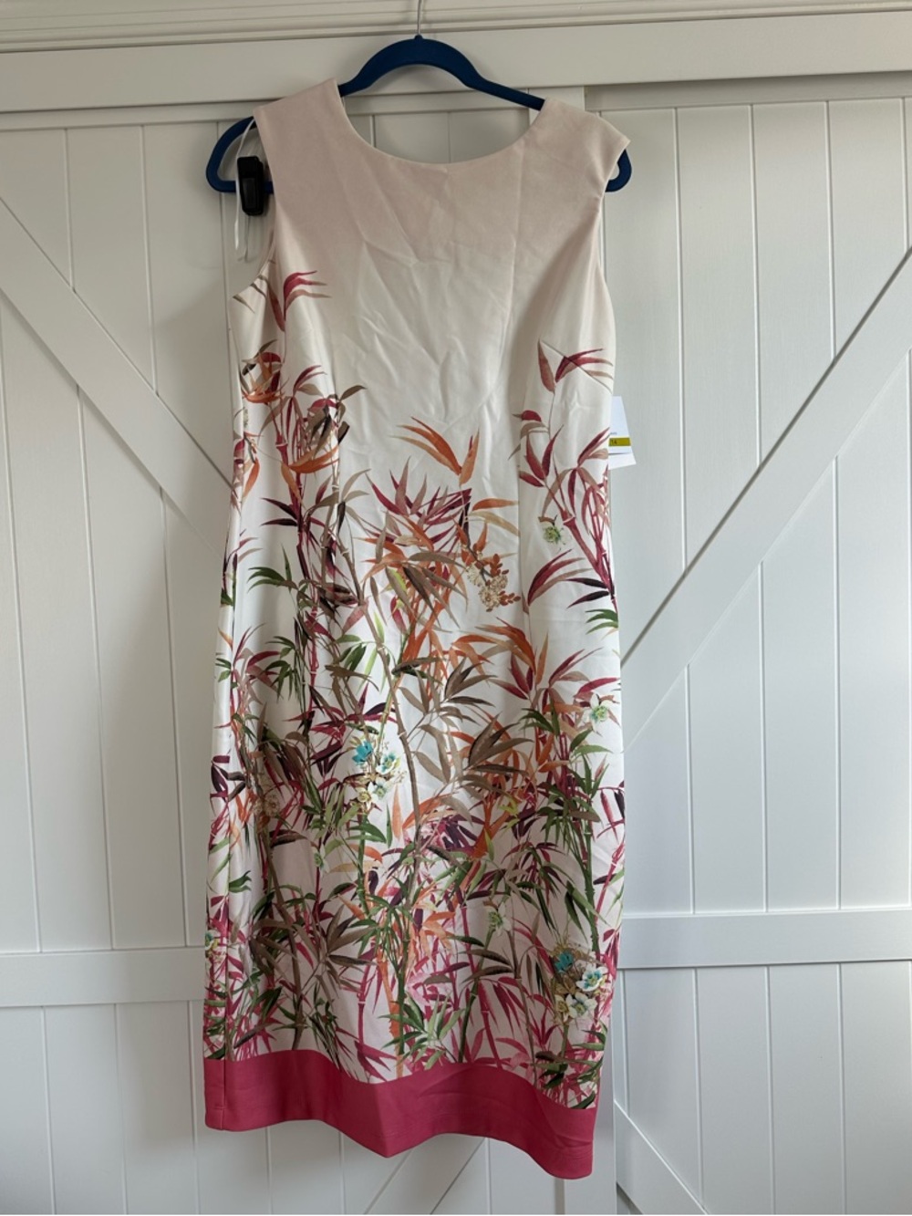 NWT J. Taylor Floral Sheath Dress Size 14 Sleeveless Pink Border Print